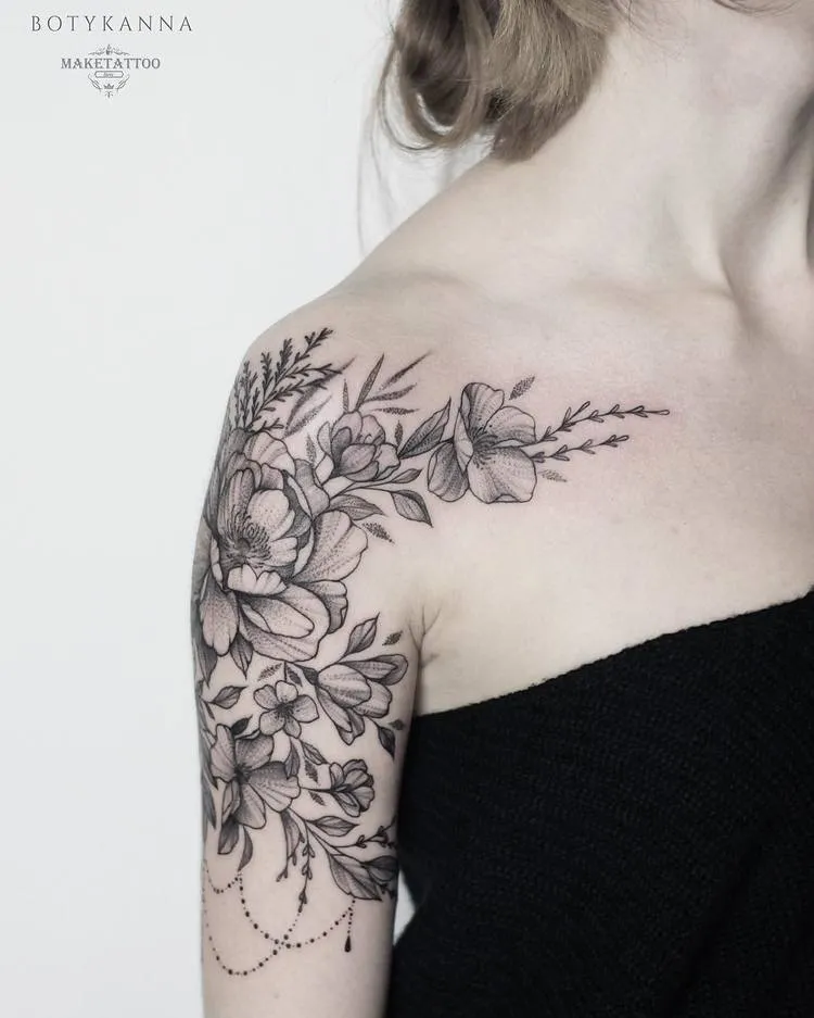 Half Sleeve Floral Tattoo by Anna Botyk 