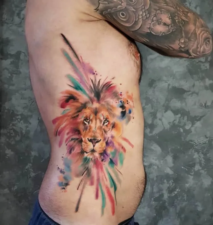 Watercolor Lion Tattoo by Simona Blanar