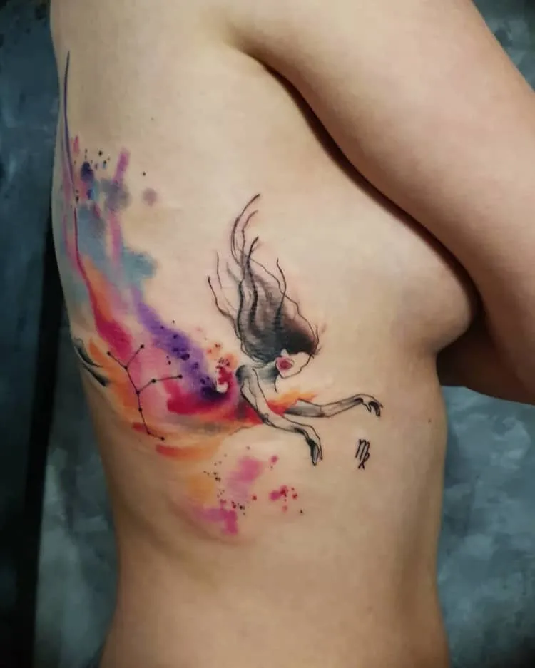 Watercolor Virgo Tattoo by Simona Blanar
