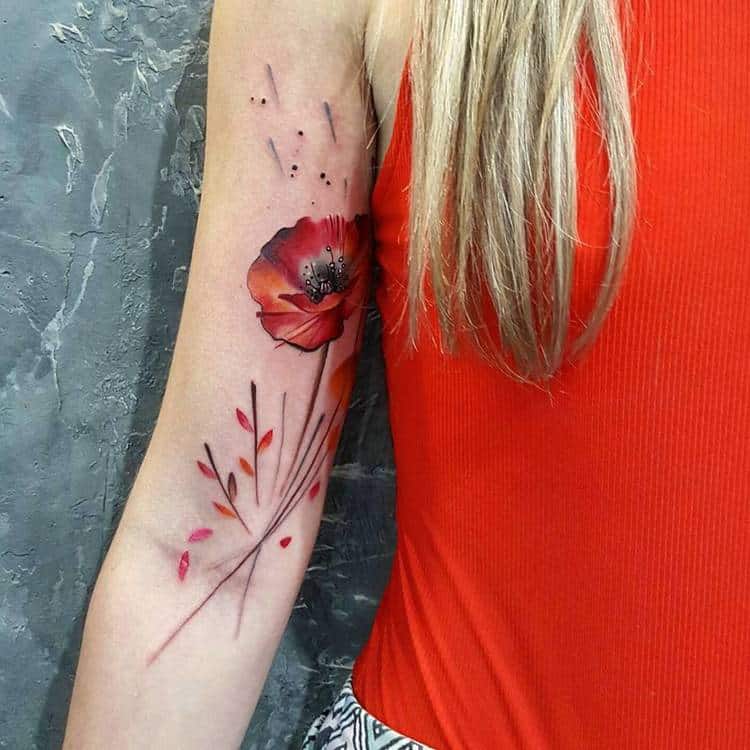 Red Poppy Tattoo by Simona Blanar