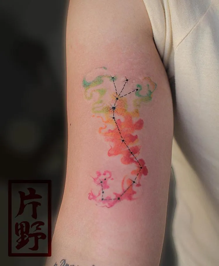 Watercolor Scorpion Constellation Tattoo by mystic34x
