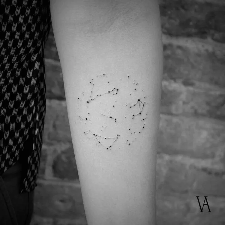Dotwork Pisces, Libra, Aries and Capricorn Constellations Tattoo by violeta.arus