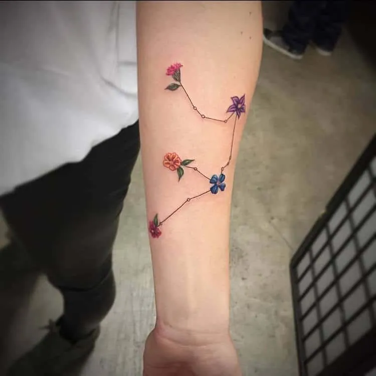 Floral Aquarius Constellation Tattoo by robgreennyc