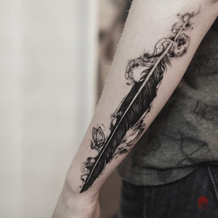 Feather Tattoo by rei.ink