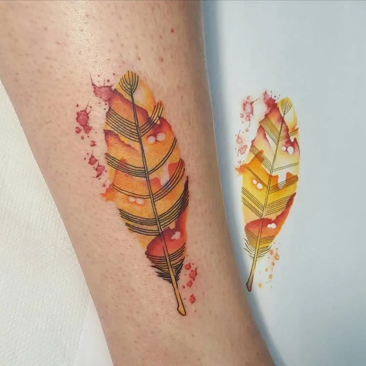 Feather Tattoo by caviaman.tattooer