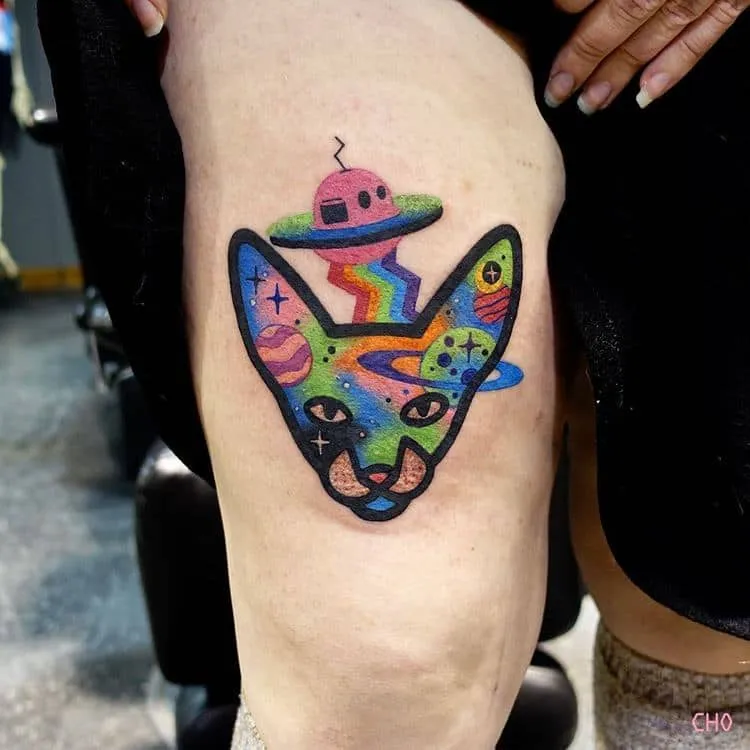 Ufo and Sphinx Tattoo by Chotattooer