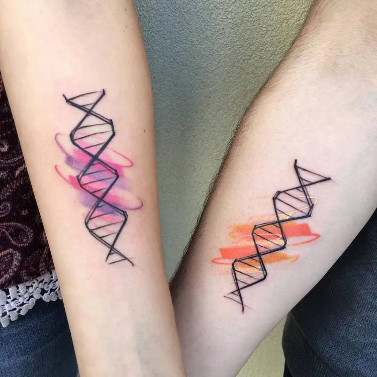 Matching Sketch Tattoos (DNA) by Luca Testadiferro 
