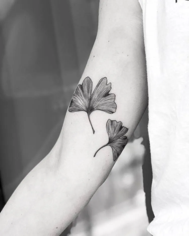 Ginkgo Biloba Leaves Tattoos by Mary Tereshchenko