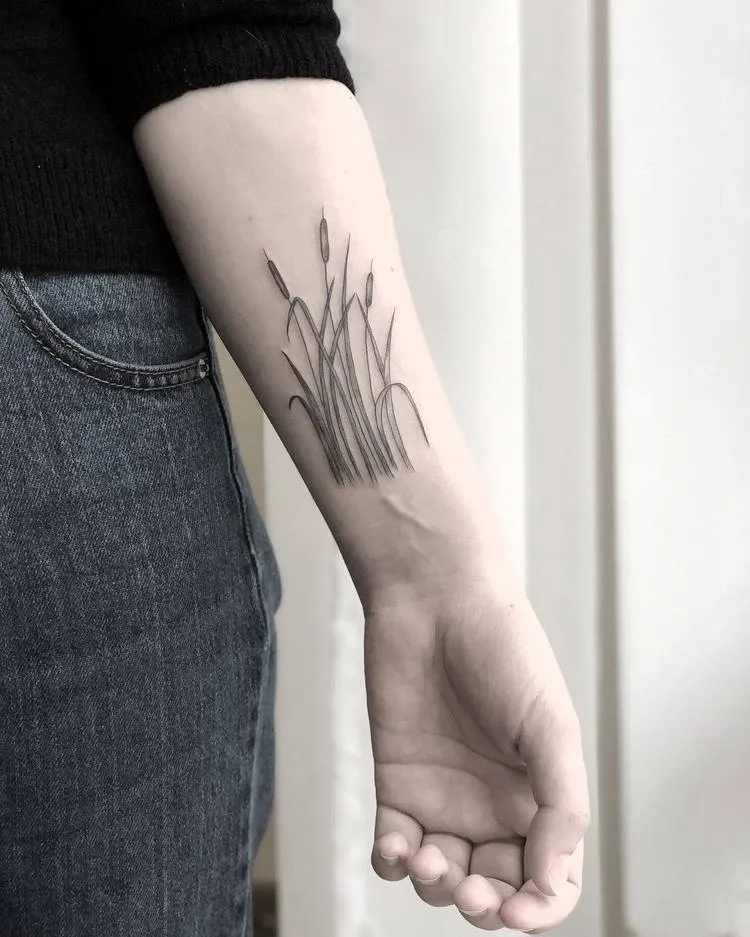 Cattails Tattoo by Mary Tereshchenko