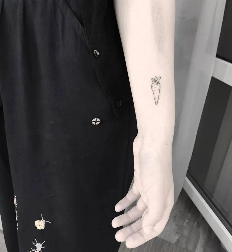 Little Carrot Tattoo by Mary Tereshchenko