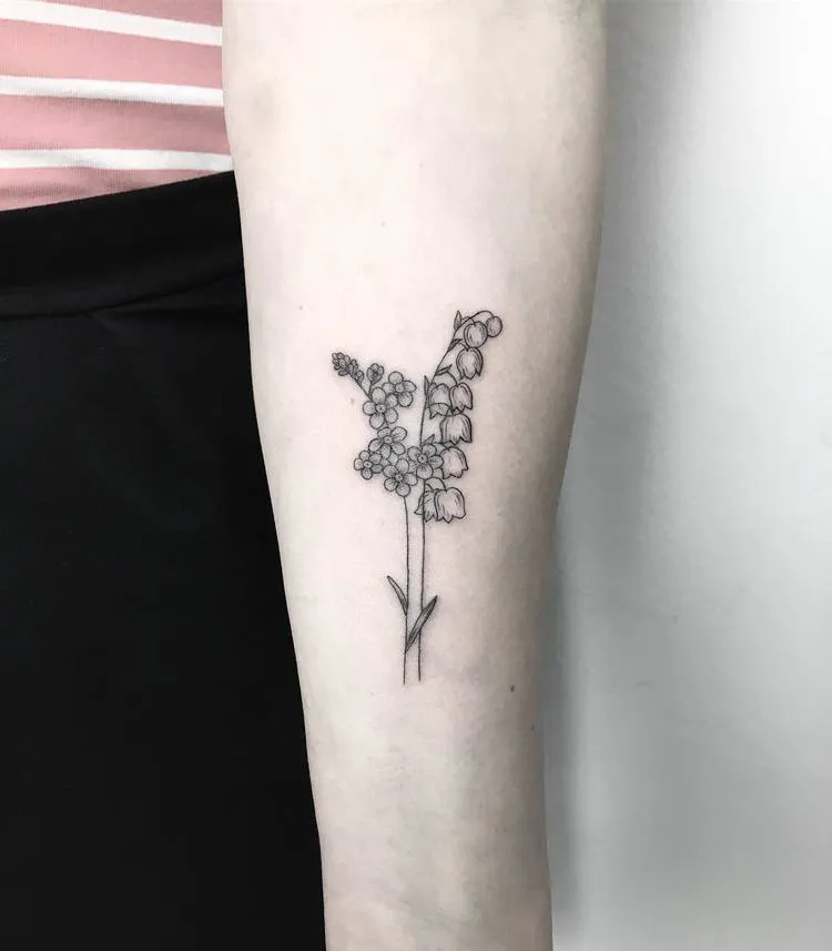 Forget Me Not and Lily of the Valley Tattoo by Mary Tereshchenko