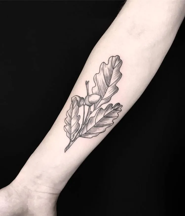 Oak Branch Tattoo by Mary Tereshchenko