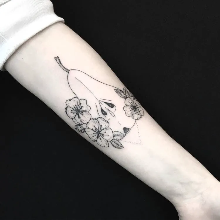 Half Pear Tattoo by Mary Tereshchenko