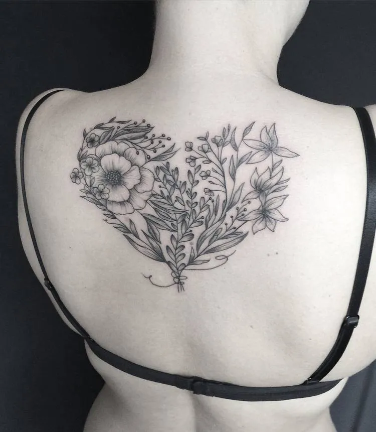 Botanical Heart Tattoo by Mary Tereshchenko
