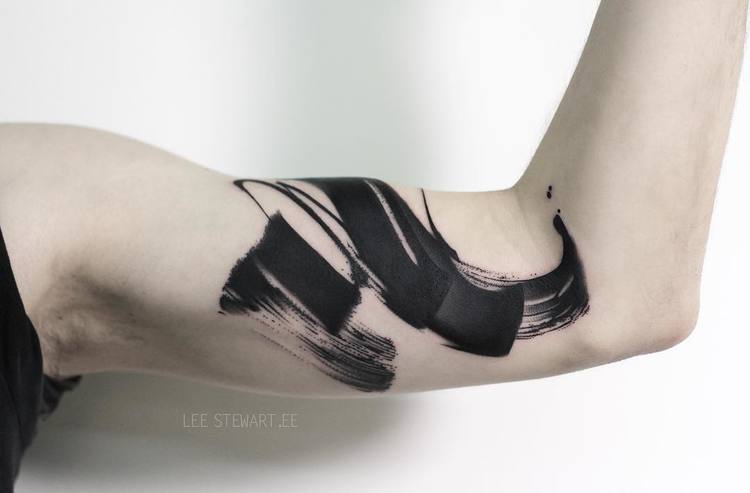 Blackwork Brush Stroke Tattoos by Lee Stewart