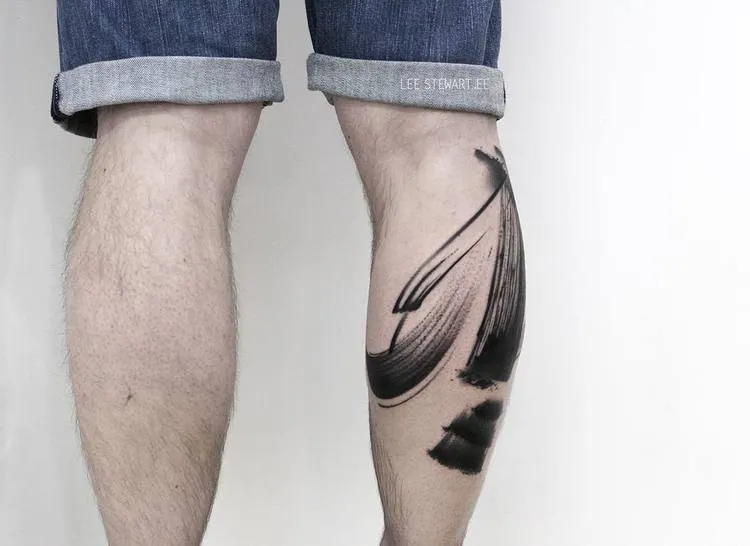 Blackwork Brush Stroke Tattoos by Lee Stewart
