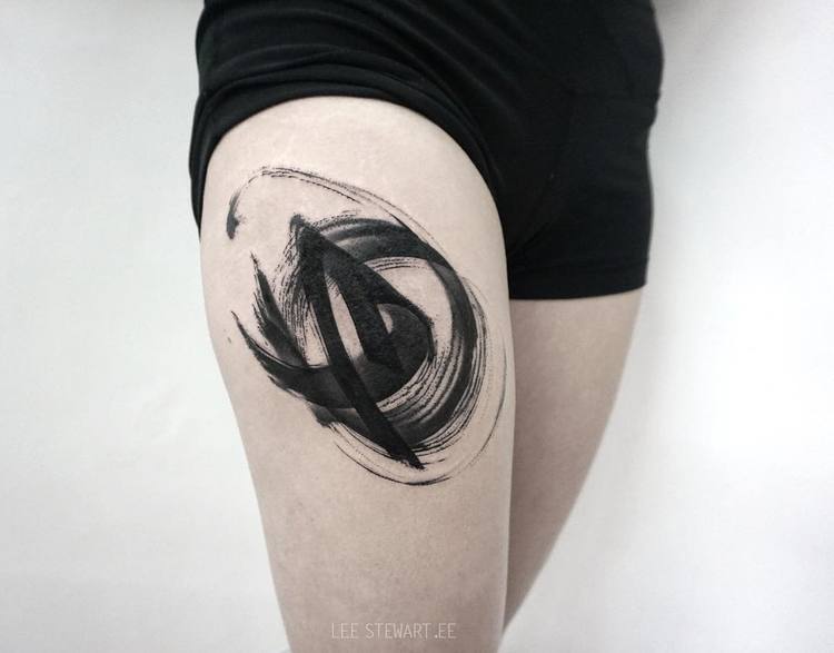 Blackwork Brush Stroke Tattoos by Lee Stewart