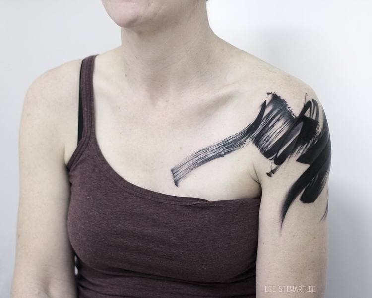 Blackwork Brush Stroke Tattoos by Lee Stewart