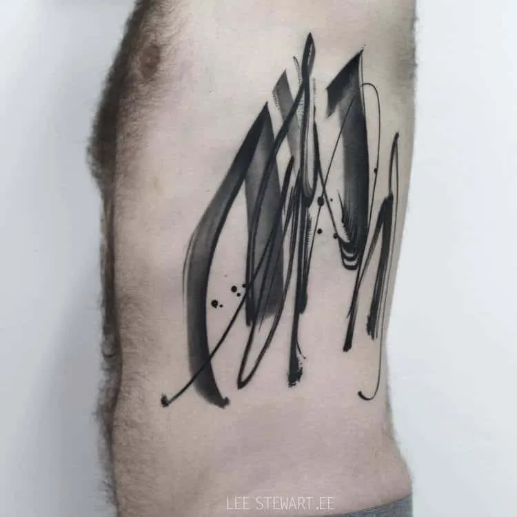 Blackwork Brush Stroke Tattoos by Lee Stewart