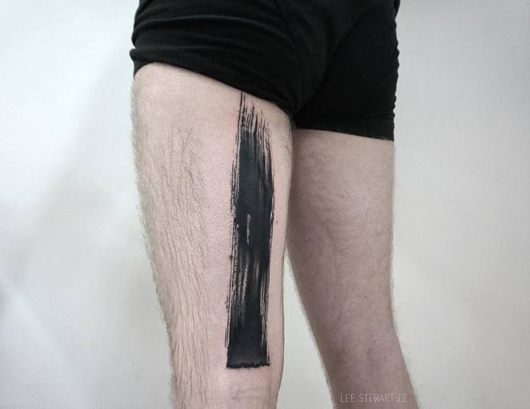 Blackwork Brush Stroke Tattoos by Lee Stewart