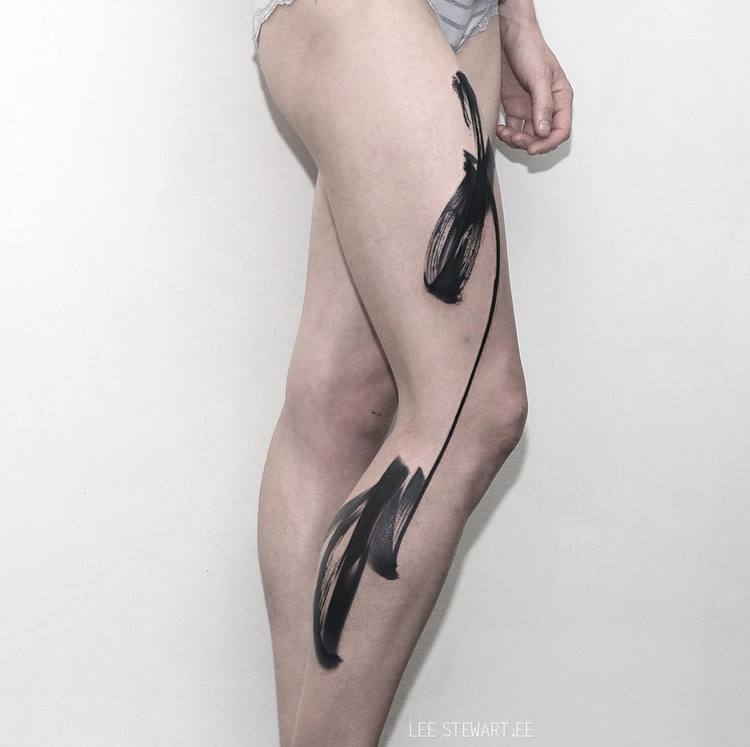 Blackwork Brush Stroke Tattoos by Lee Stewart