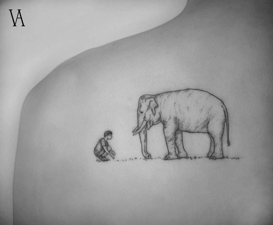 Elephant Tattoo by violeta.arus