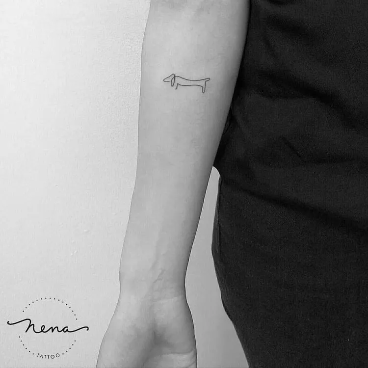 Single Line Dog Tattoo by Nena_Tattoo