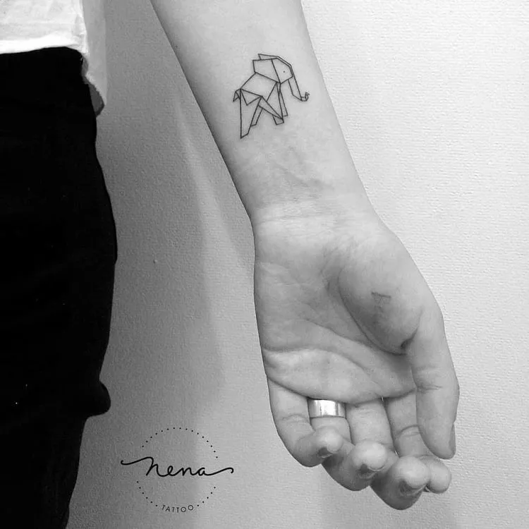Origami Elephant Tattoo by Nena_Tattoo