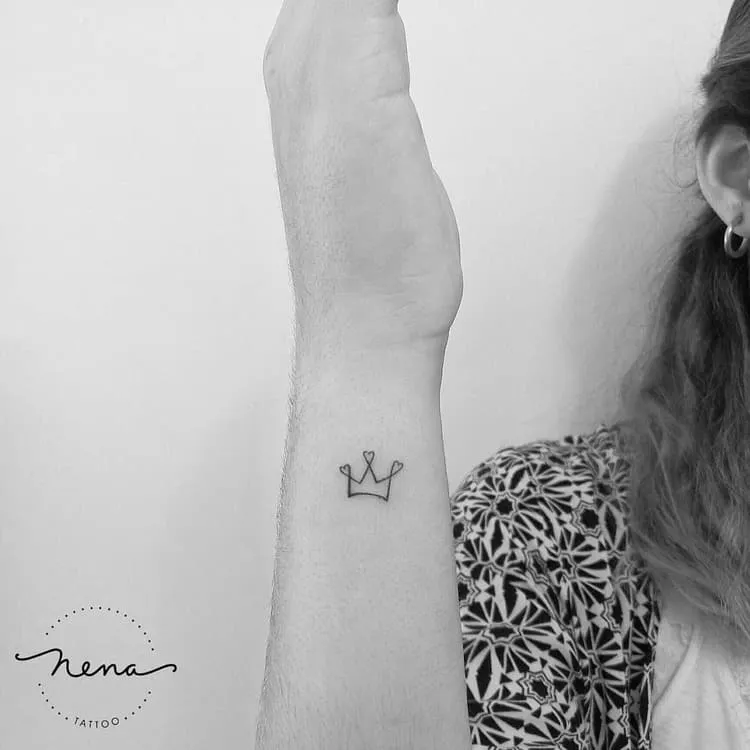 Little Crown Tattoo With Tiny Hearts by Nena_Tattoo