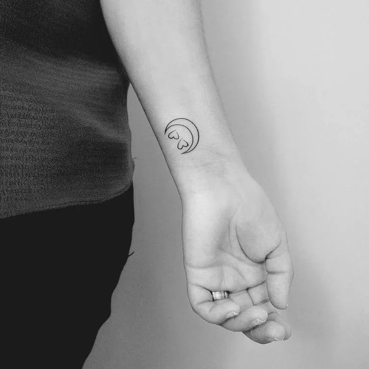 Crescent Moon and Tiny Hearts Tattoo by Nena_Tattoo