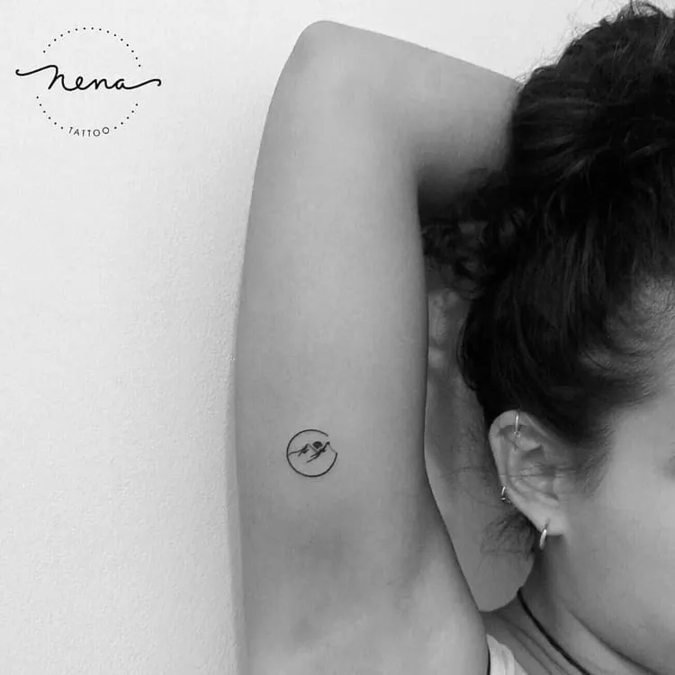 Small Mountain Scenery Inside Circle Tattoo by Nena_Tattoo