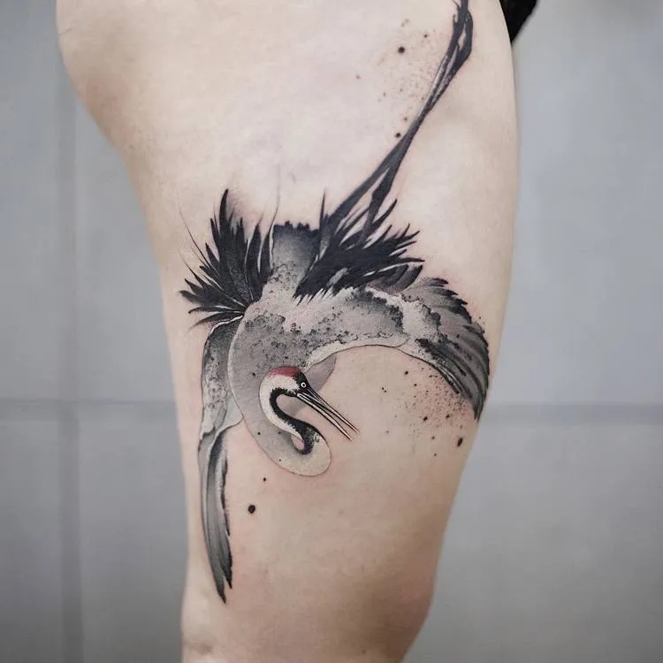 Crane Tattoo By Chen Jie
