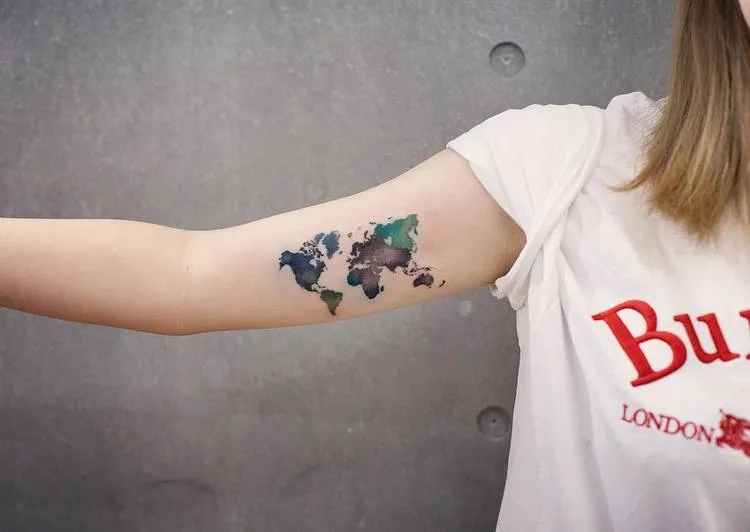 World Map Tattoo By Chen Jie