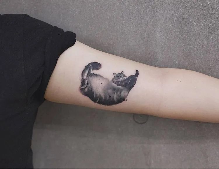 Watercolor Cat Tattoo By Chen Jie