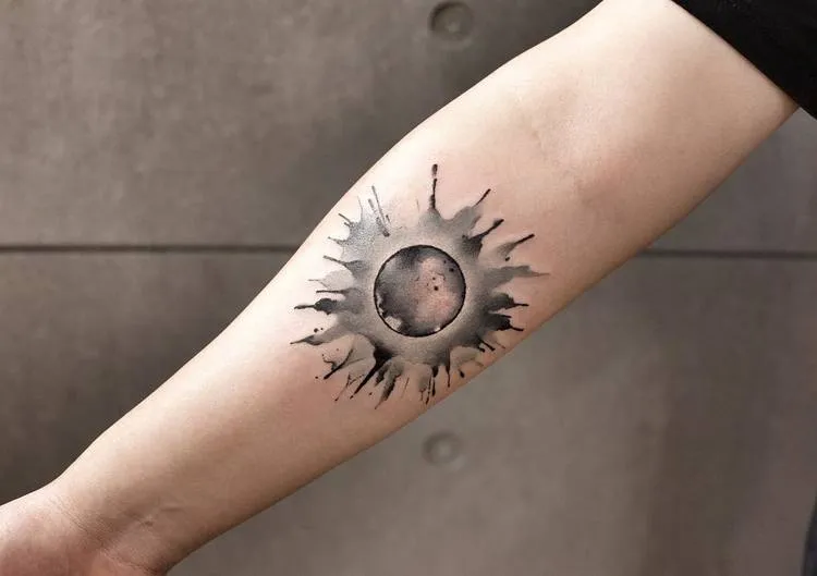 Watercolor Sun Tattoo By Chen Jie