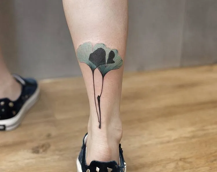 Ginkgo Biloba Leaves Tattoo By Chen Jie
