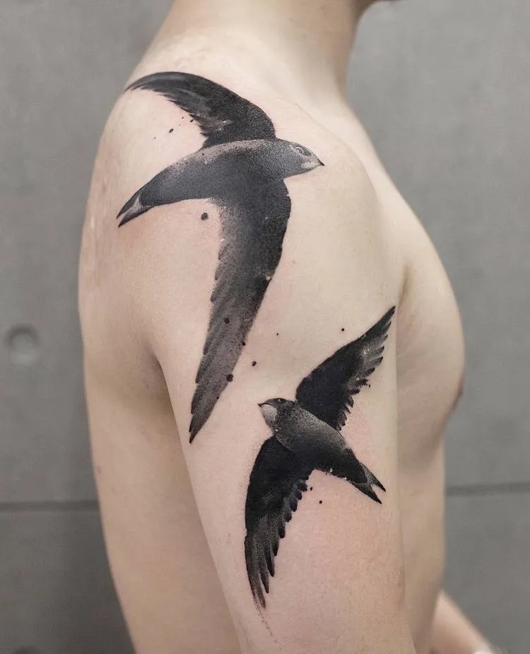 Swallow Tattoos By Chen Jie