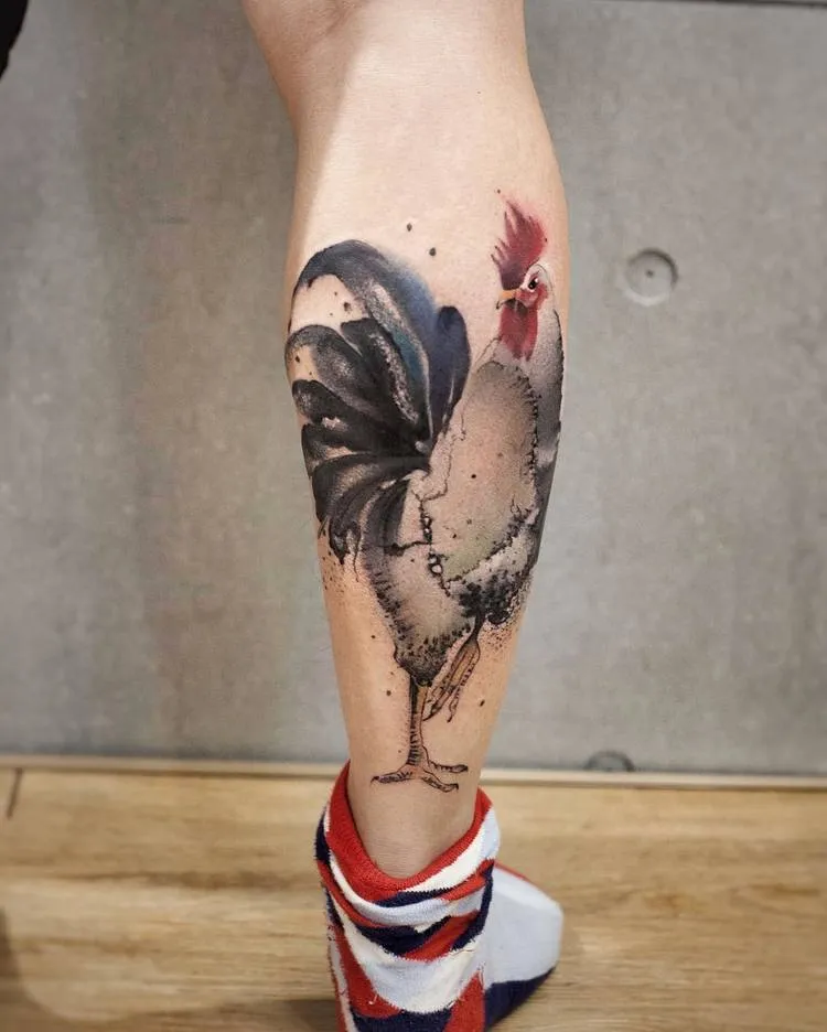 Rooster Tattoo By Chen Jie