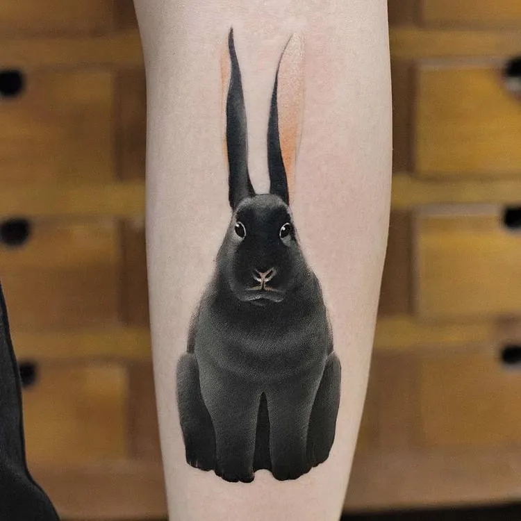 Black Rabbit Tattoo By Chen Jie