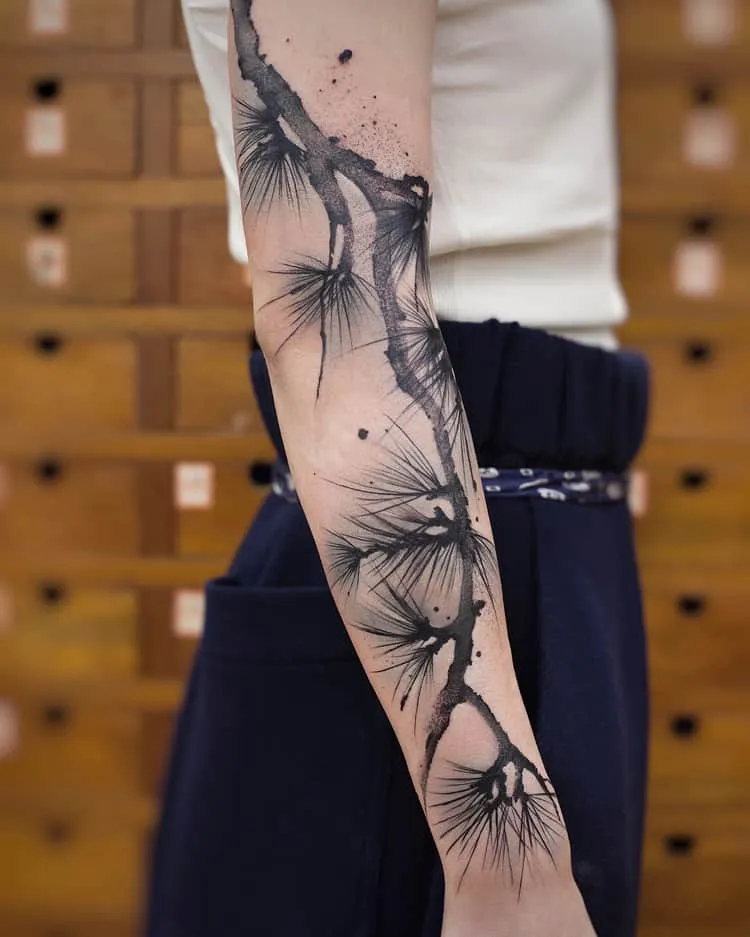 Full Sleeve Botanical Tattoo By Chen Jie