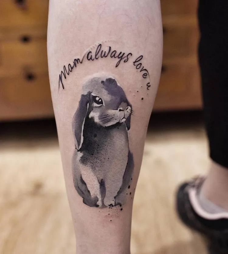 Cute Bunny Tattoo By Chen Jie