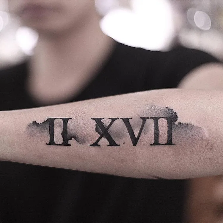 Watercolor Roman Numeral Tattoo By Chen Jie