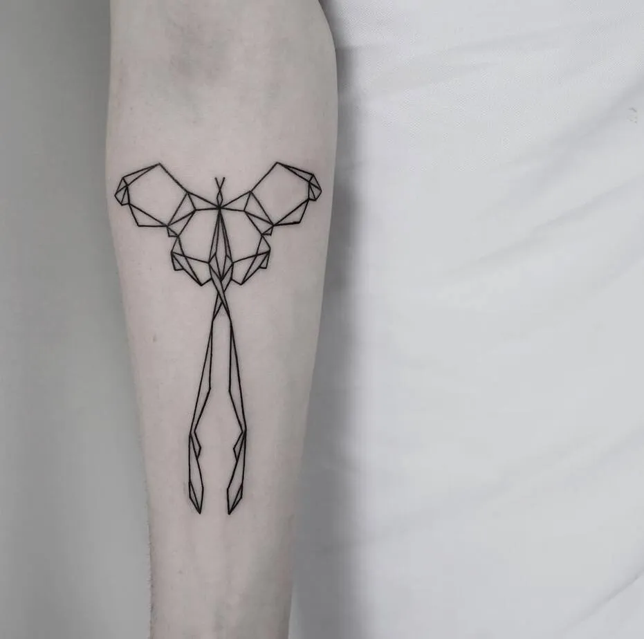 Geometric Abstract Moth Tattoo by Malvina Maria Wisniewska