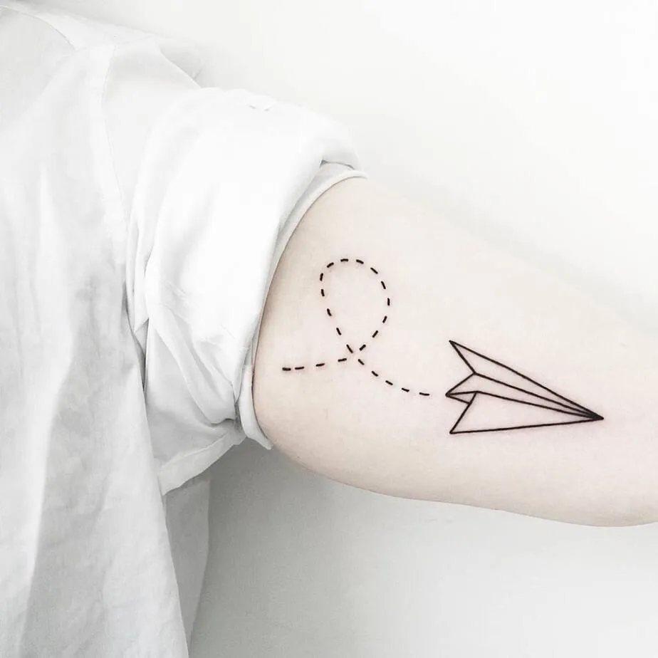 Paper Plane Tattoo and Trail by Malvina Maria Wisniewska