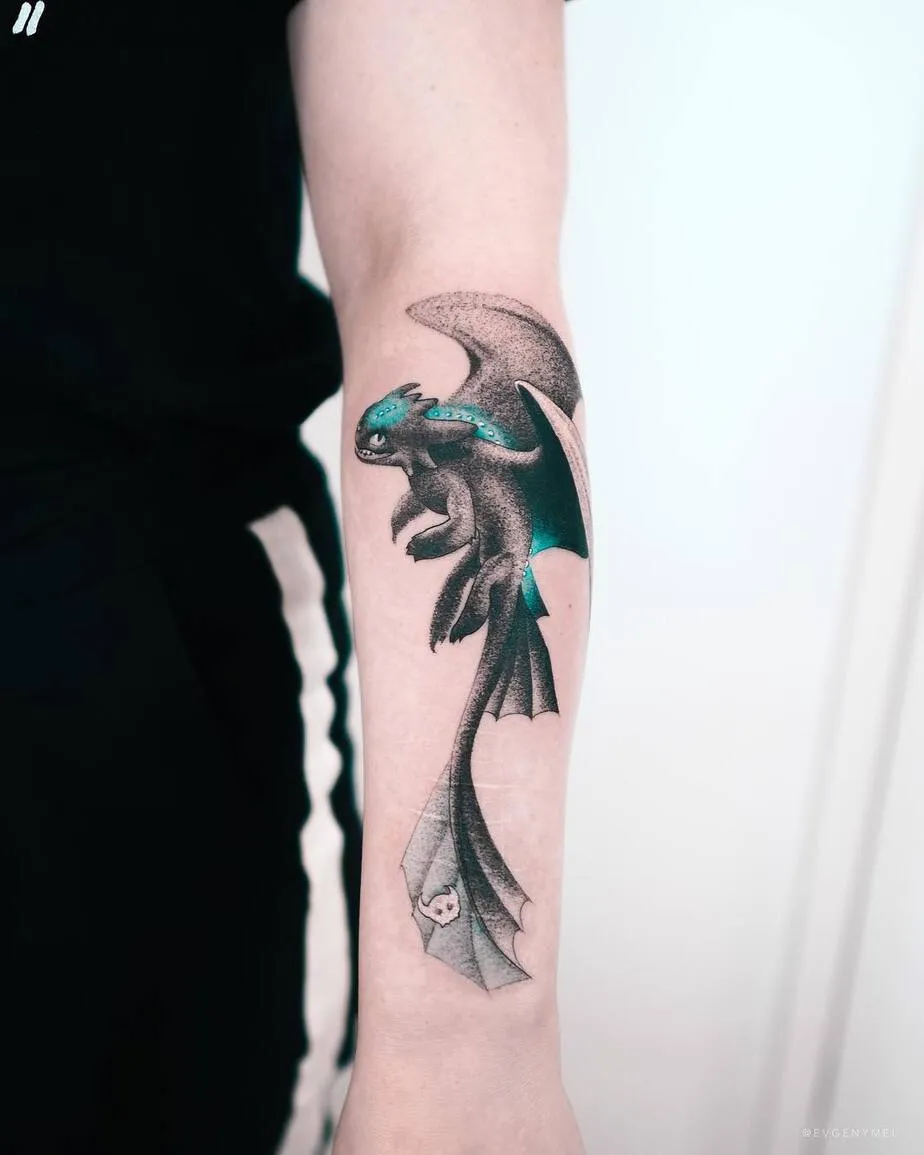 Toothless Dragon Tattoo by Evgeny Mel