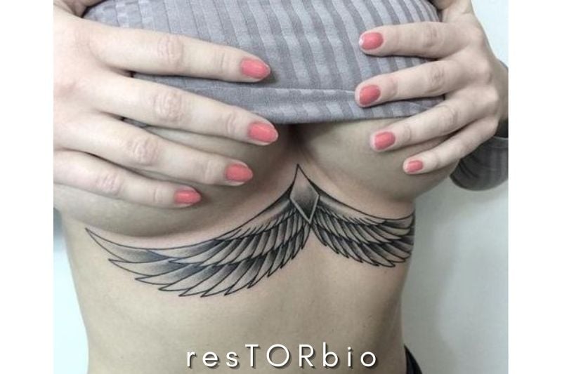 Angel Wings Under Boob Tattoo