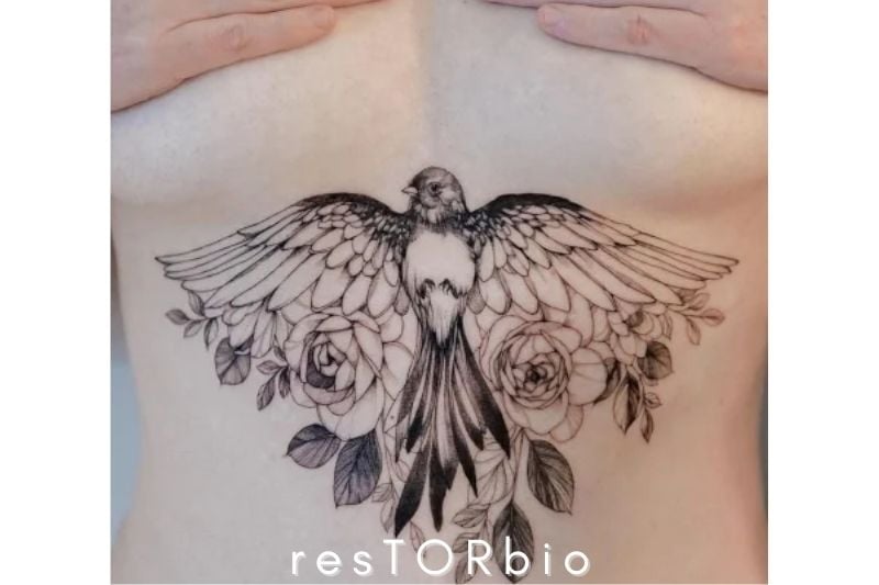 Bird Underboob Tattoo