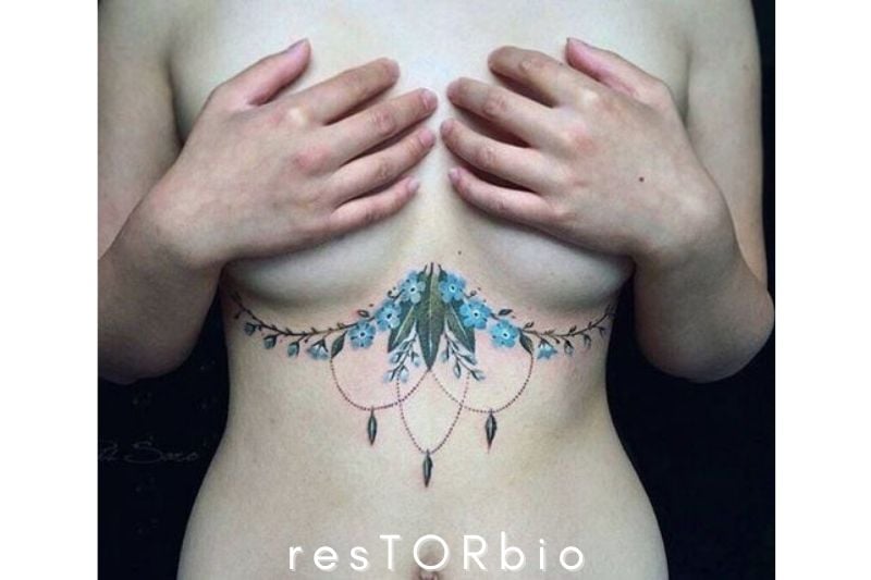 Dainty Watercolor under Boob Tattoos