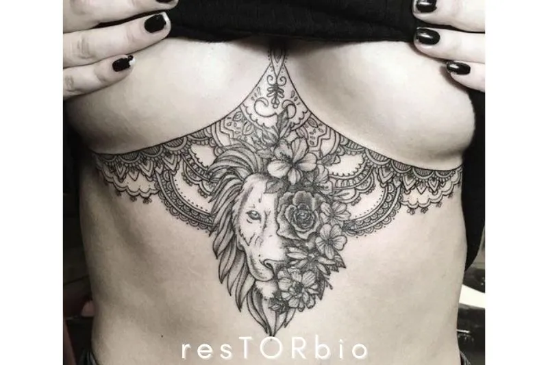 Leo Under Breast Tattoos