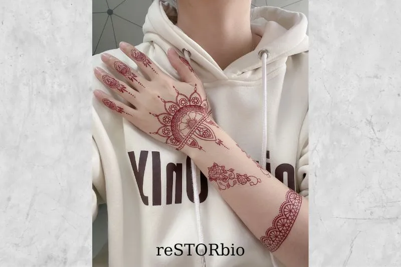 Red & Black Henna Hand Tattoo